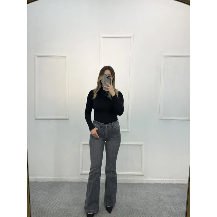 Deaf Likralı Dökme Taşlı İspanyol Jean