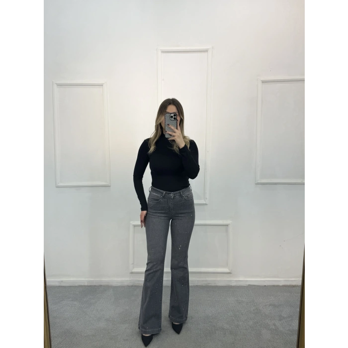 Deaf Likralı Dökme Taşlı İspanyol Jean