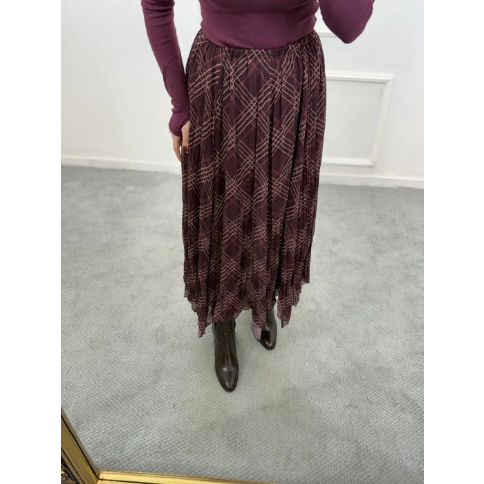 Neyss Çizgi Desenli Asimetrik Etek