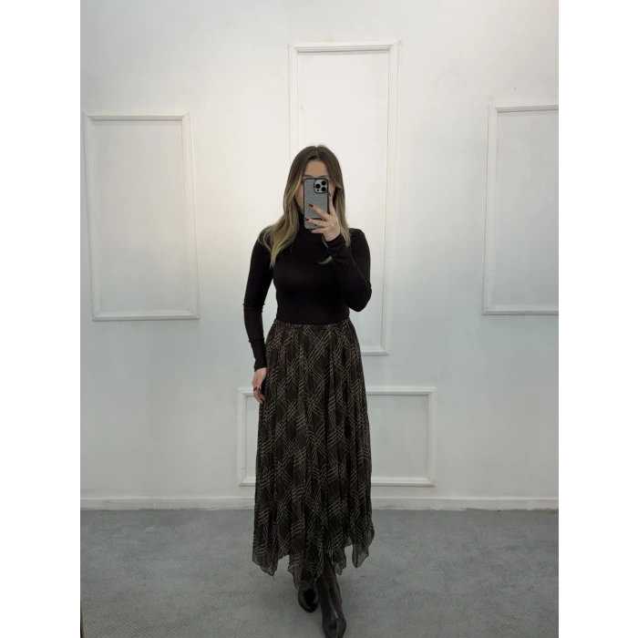 Neyss Çizgi Desenli Asimetrik Etek