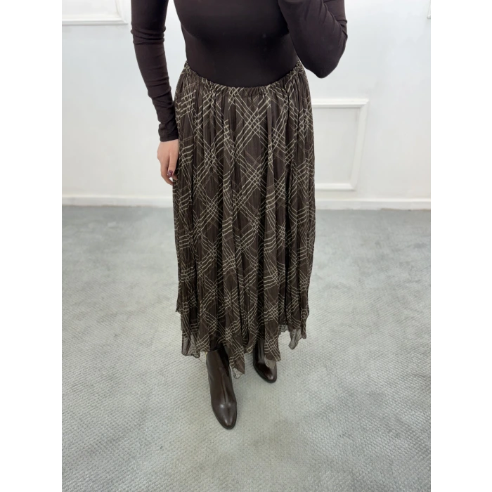 Neyss Çizgi Desenli Asimetrik Etek