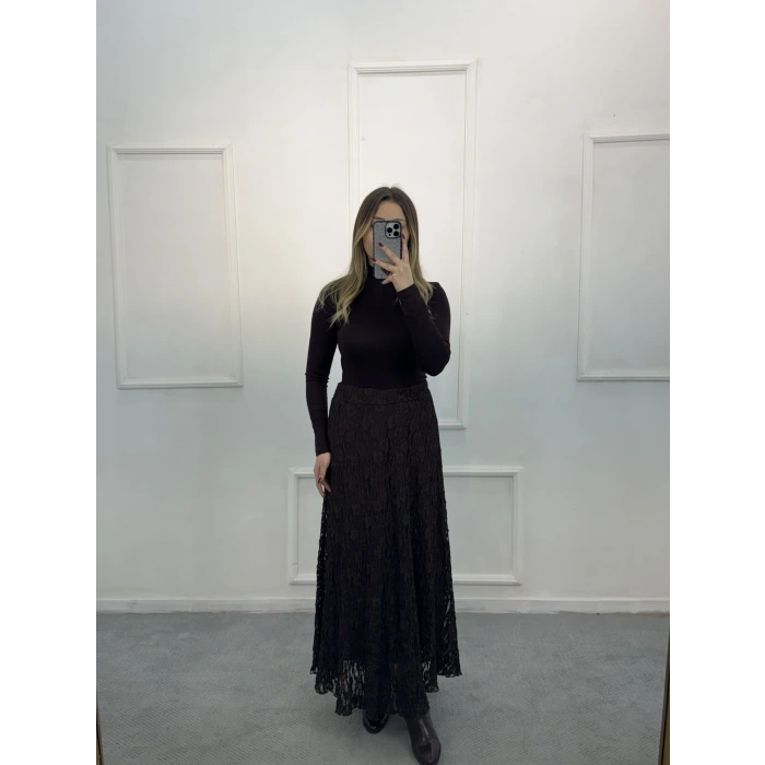 Sedd Astarlı Dantelli Etek