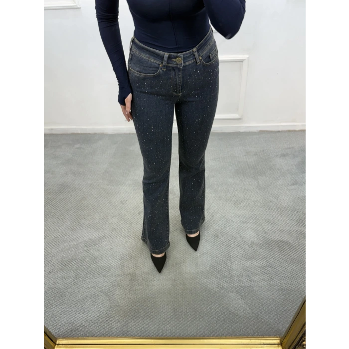 Deaf Likralı Dökme Taşlı İspanyol Jean