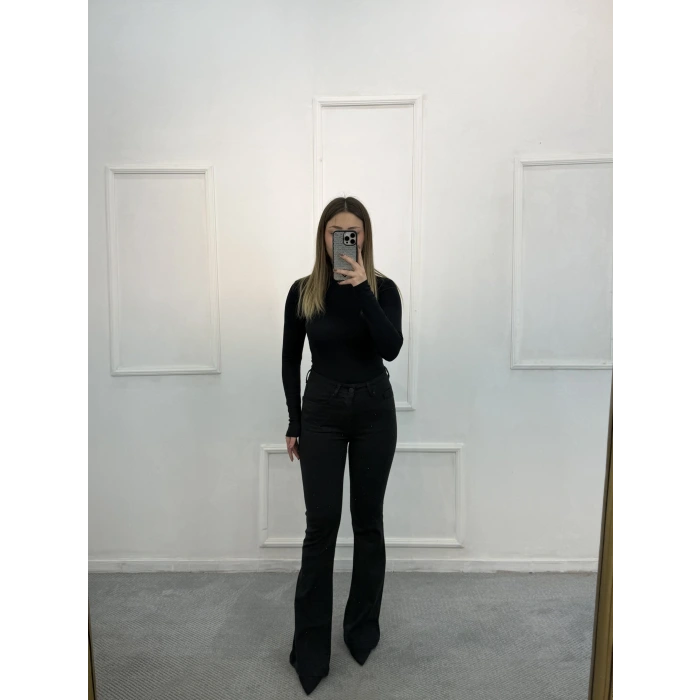 Deaf Likralı Dökme Taşlı İspanyol Jean