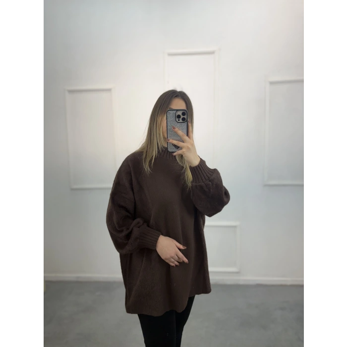 Nice Balon Kol Peluş Uzun Kazak