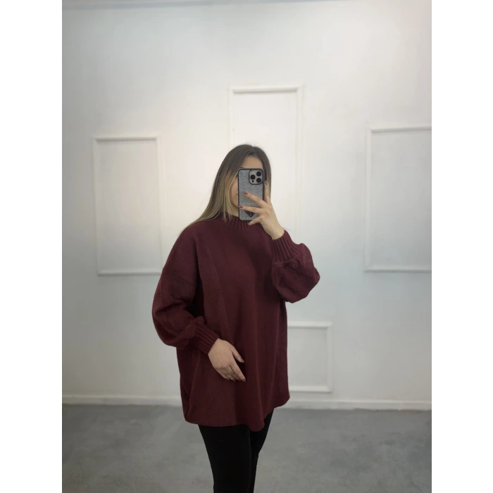 Nice Balon Kol Peluş Uzun Kazak