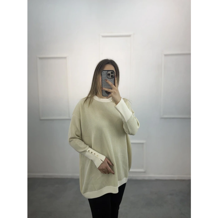 Rijhe Simli Kol Düğmeli MerserizeTunik