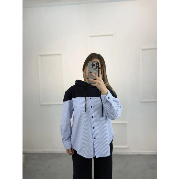 Larva Gömlek Garnili Kapişonlu İkili Takım