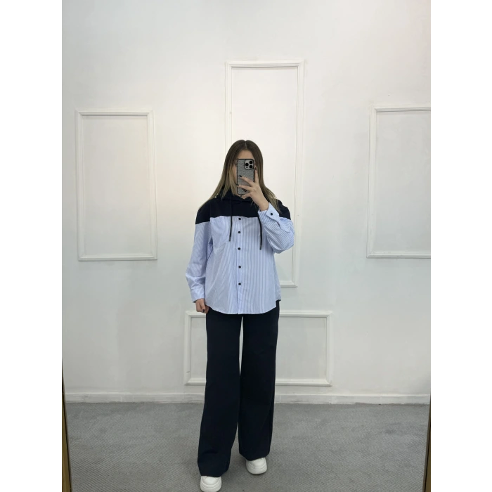 Larva Gömlek Garnili Kapişonlu İkili Takım