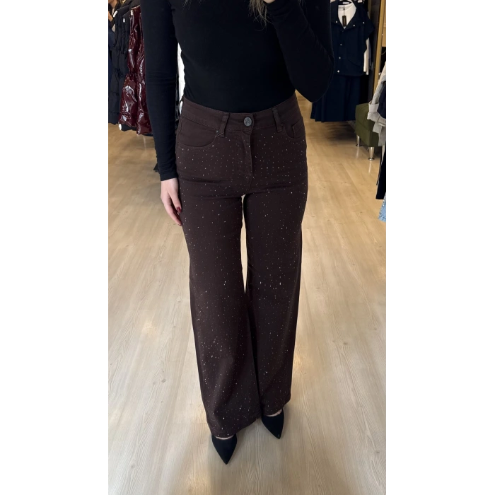 Wiks Likralı Dökme Taşlı Palazzo Jean