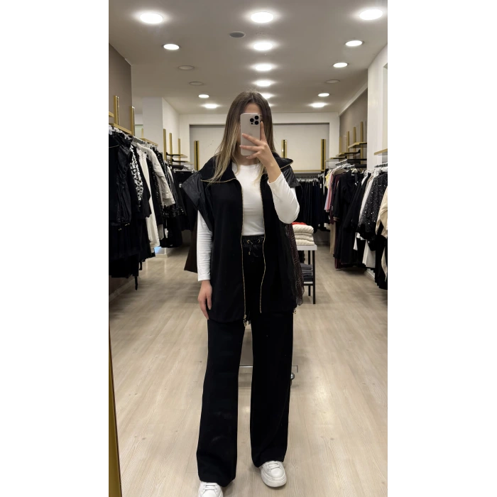 Vure Garni Detaylı Yelekli İkili Takım