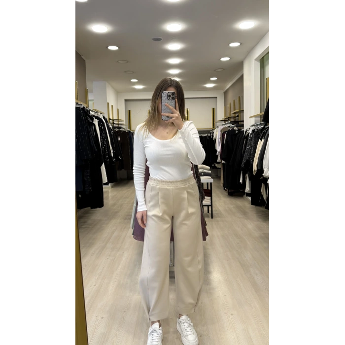 Scuba Ayak Ucu Broşlu Pantolon