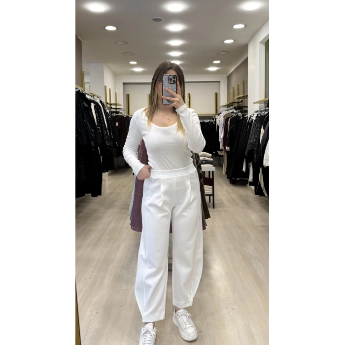 Scuba Ayak Ucu Broşlu Pantolon