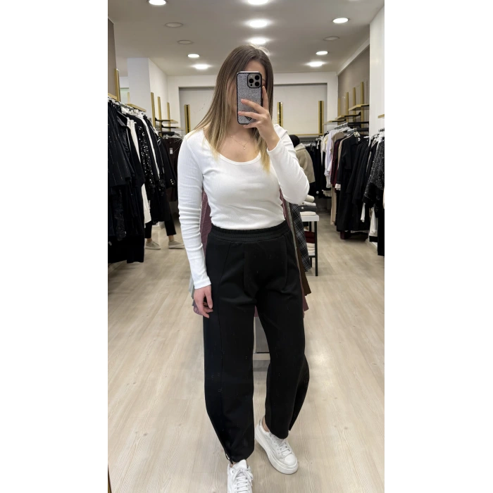 Scuba Ayak Ucu Broşlu Pantolon