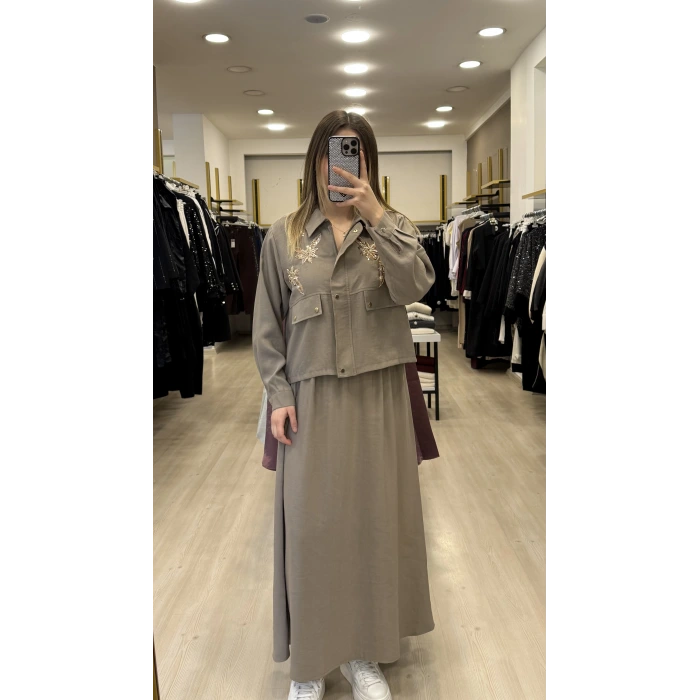 Yaprak Nakışlı Tensel İkili Takım