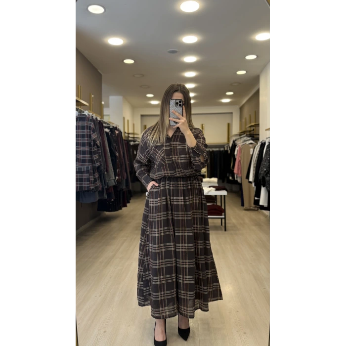 Slon Ekoseli Tensel Etekli İkili Takım