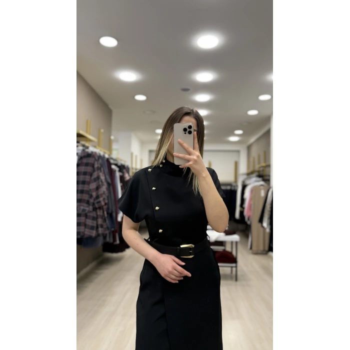 Wiko Düğme Ve Kemer Detaylı Elbise