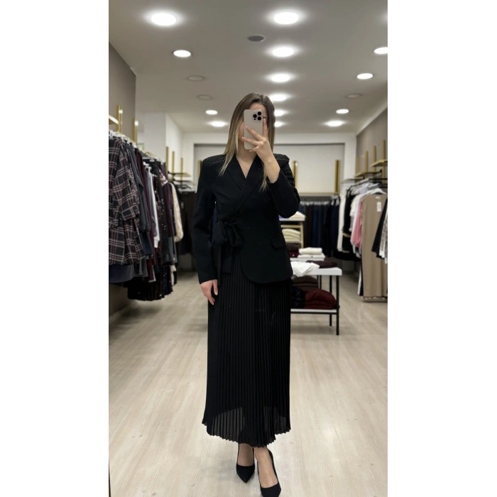 Bews Ceketli Pileli Elbise