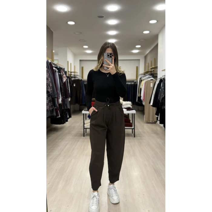 Bervi Bel Büzğülü Şalvar Pantolon