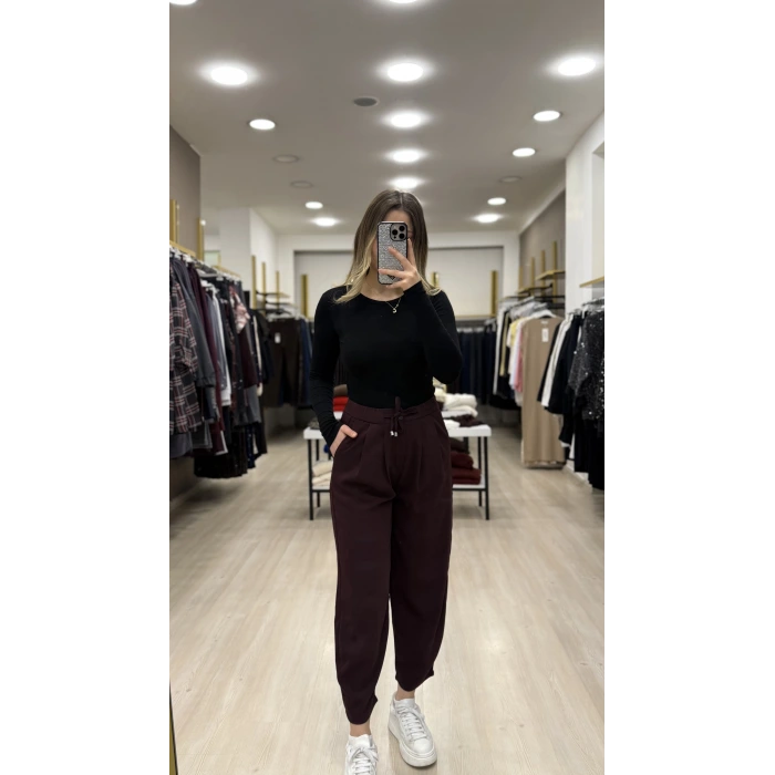 Bervi Bel Büzğülü Şalvar Pantolon
