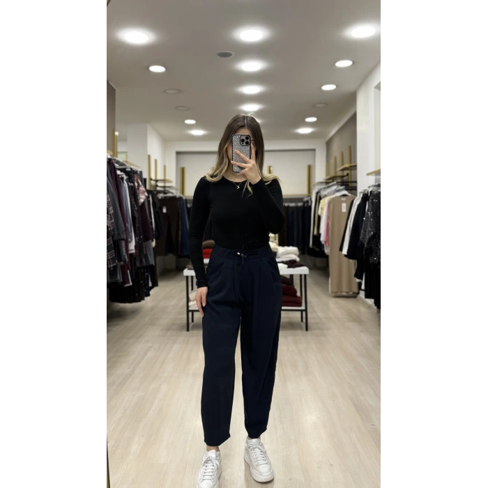 Bervi Bel Büzğülü Şalvar Pantolon