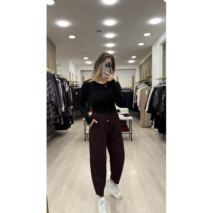 Bervi Bel Büzğülü Şalvar Pantolon