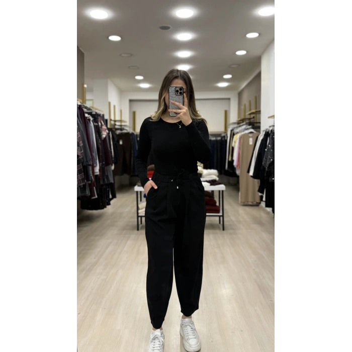 Bervi Bel Büzğülü Şalvar Pantolon