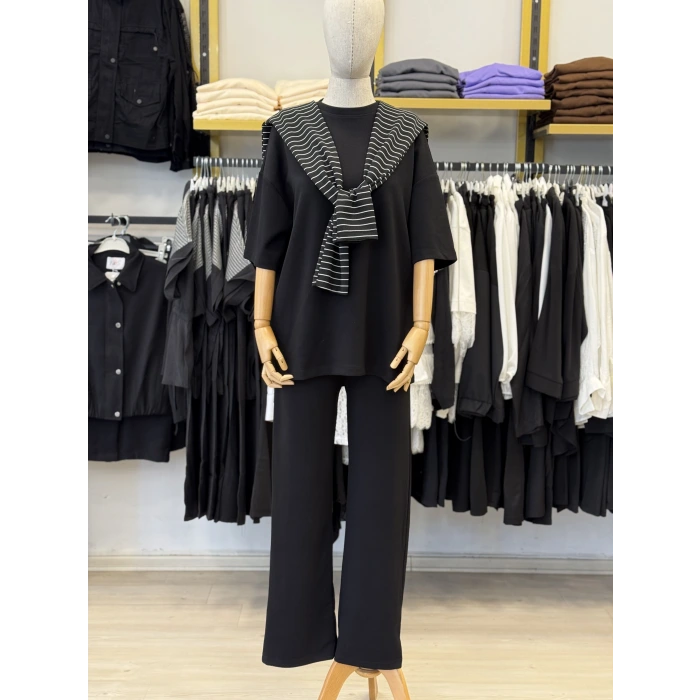 Çizgili Şallı Modal İkili Takım