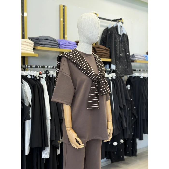 Çizgili Şallı Modal İkili Takım