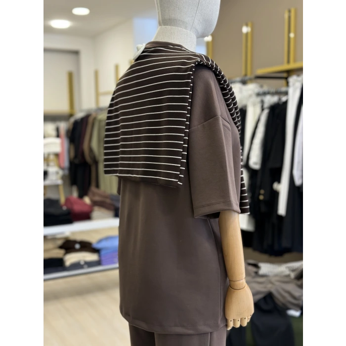 Çizgili Şallı Modal İkili Takım