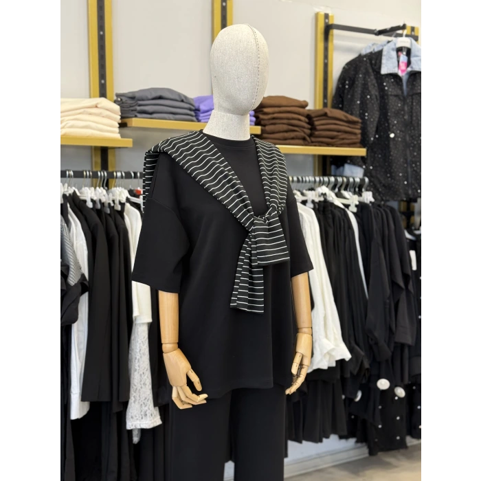 Çizgili Şallı Modal İkili Takım