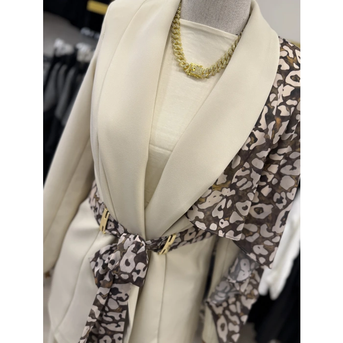 Omuz Leopar Şİfon Detaylı Tasarım İkili Takım