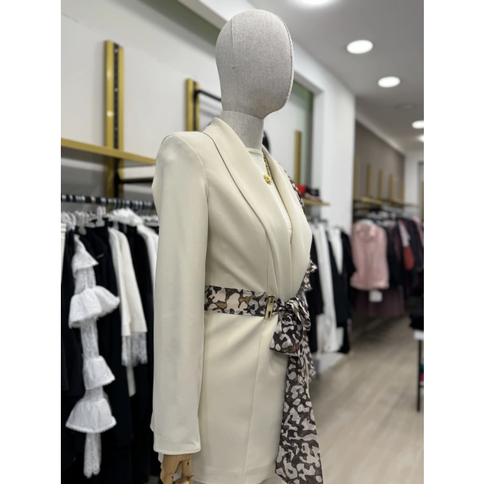 Omuz Leopar Şİfon Detaylı Tasarım İkili Takım