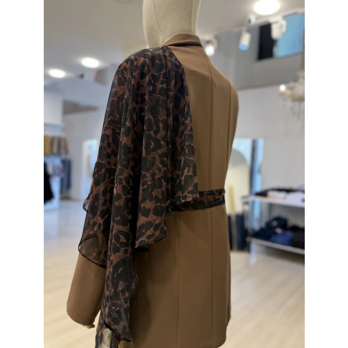 Omuz Leopar Şİfon Detaylı Tasarım İkili Takım