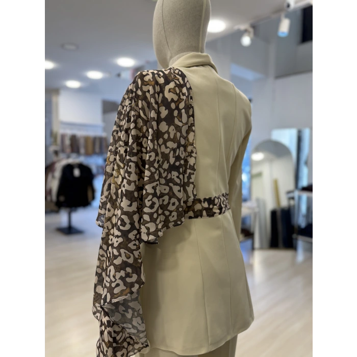 Omuz Leopar Şİfon Detaylı Tasarım İkili Takım