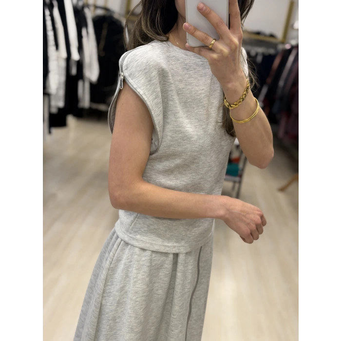 Conic Modal Fermuar Detaylı Etekli İkili Takım