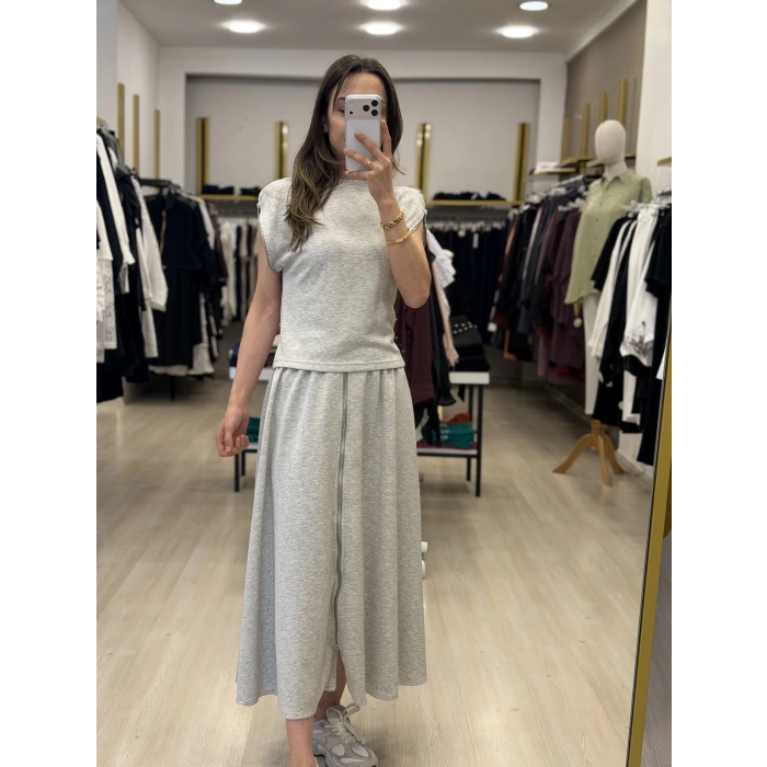 Conic Modal Fermuar Detaylı Etekli İkili Takım