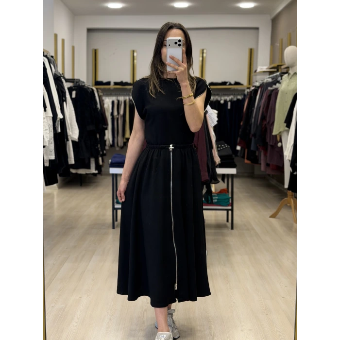 Conic Modal Fermuar Detaylı Etekli İkili Takım