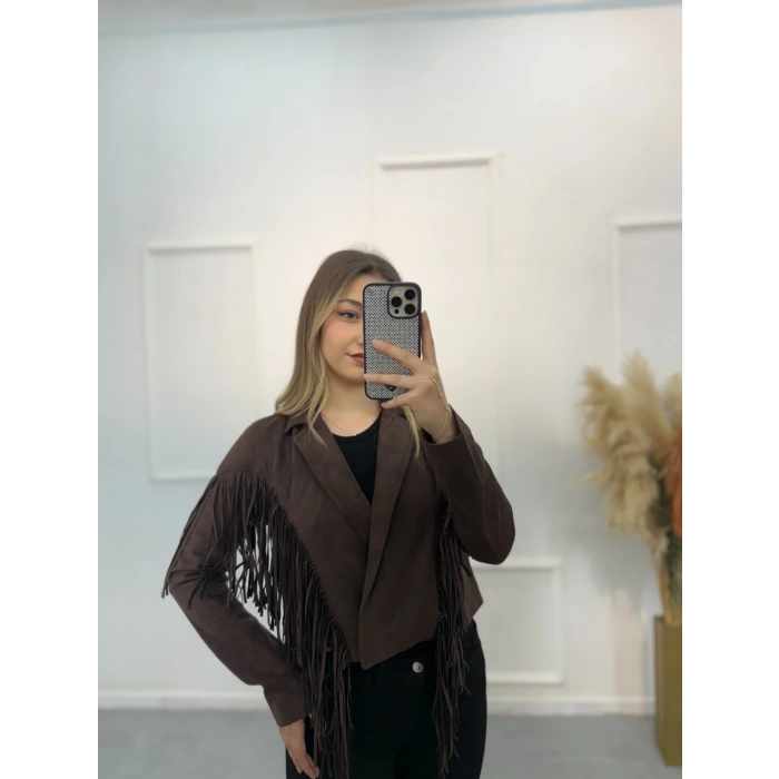 Allcote Saçaklı Tasarım Süet Ceket