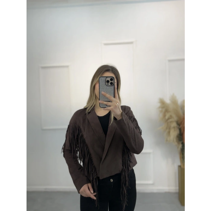 Allcote Saçaklı Tasarım Süet Ceket