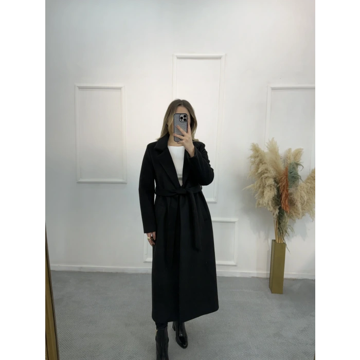 Beans Kuşaklı Kaşe Kaban