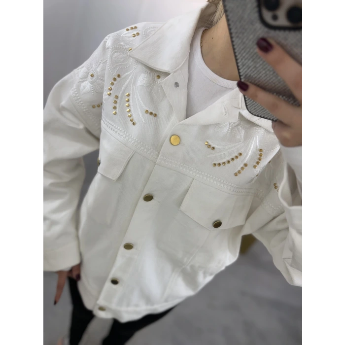 Bix Nakışlı Zımbalı Denim Ceket