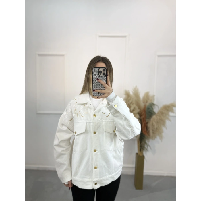 Bix Nakışlı Zımbalı Denim Ceket
