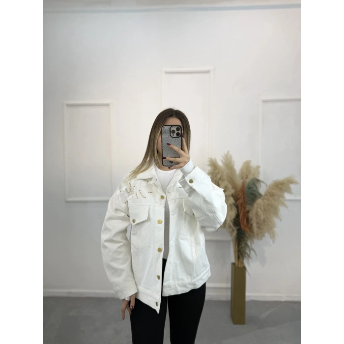 Bix Nakışlı Zımbalı Denim Ceket