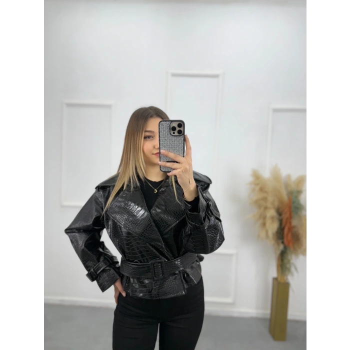 Bohe Deri Kısa Ceket