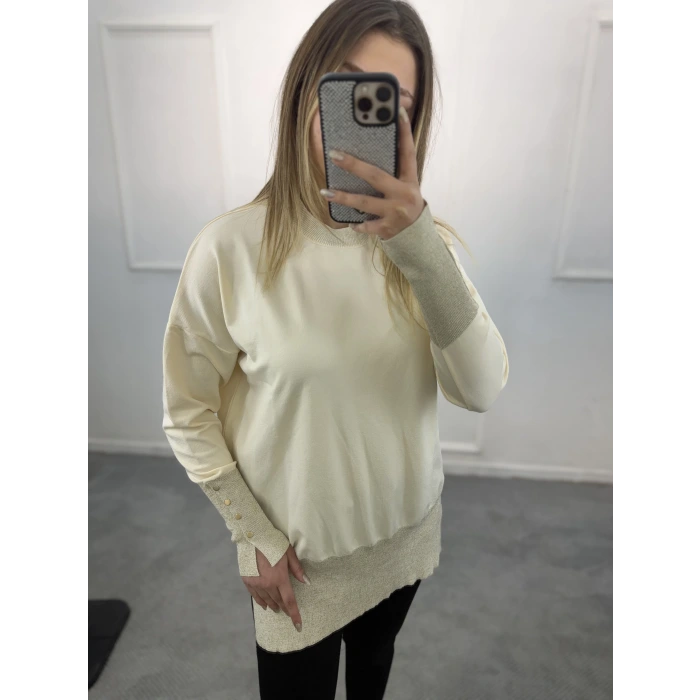 Ceks Yaka Ve Kol Simli Merserize Tunik