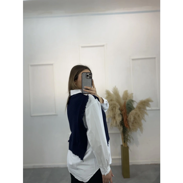 Cel Süveter Triko Detaylı Gömlek