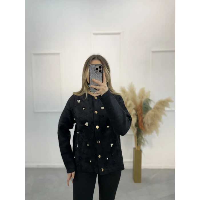 Cell Angora İnci Ve Taş Detaylı Hırka