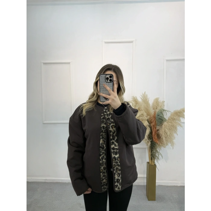 Çift Taraflı Leopar Ceket