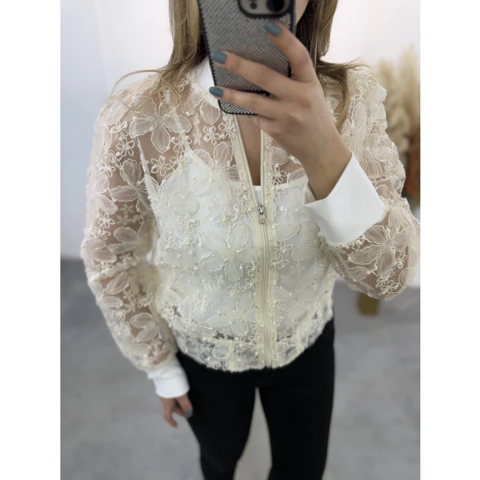 Dantel Güpürlü Bomber Ceket